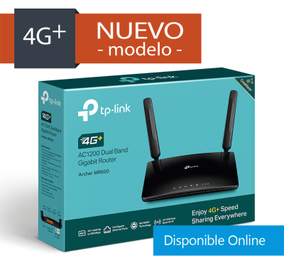 TL-MR600 ROUTER 4G LTE GIGABIT WiFi-5 2.4Ghz/5Ghz AC1200 1*PUERTO WAN/LAN,SIM 12V 1.5A MARCA: TP-Link
