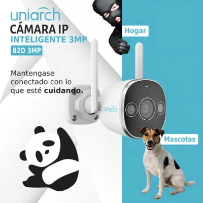 UHO-B2D-M5F3D CAMARA WIFI BALA 5MP 2.8MM INTELIGENTE COLOR IR20MT AUDIO BIDIRECIONAL128GB IP67 ONVIF UNIARCH