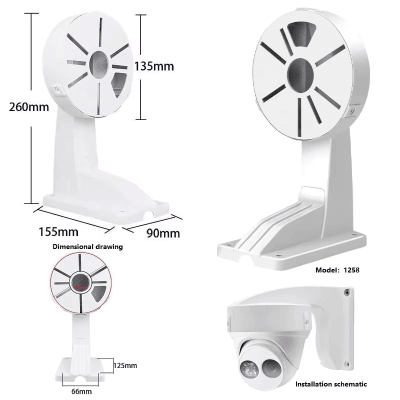 1258 Soporte Montaje Universal 260*90*155,135,25MM PLASTICA Para Camara Analogo(Hikvision,Dahua,Uñv)1