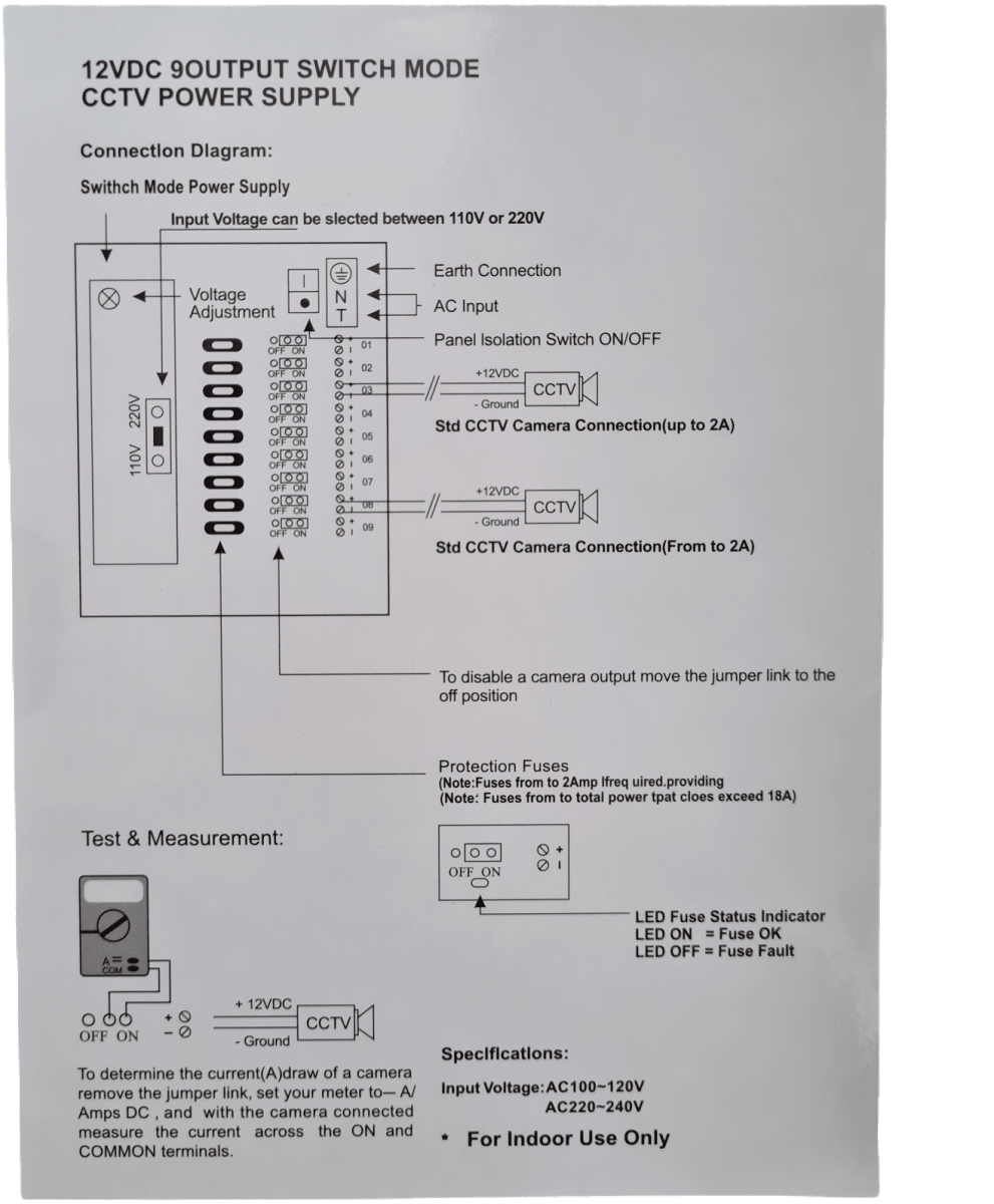FUENTE DE PODER GABINETE 12V 10A 9CH 120W2
