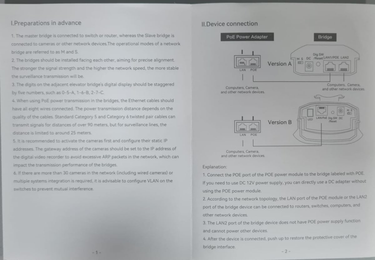 500MT KIT ANTENA Par POE 24V/12V(NO SW POE)100Mbps 5~10 CAMARAS Doble flujo 2,4GHz 300Mbps IAI TECH14