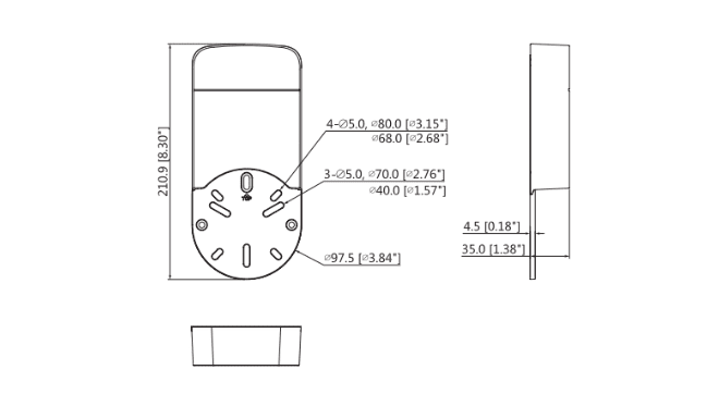 DF-12A SOPORTE BASE Montaje en Pared PP 210.9mmx97.5mmx35mm DF-12A PARA CAMARAS/MAS2