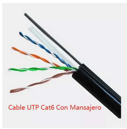 Cable UTP CAT6 305MT 0.5MM Con Mensajero Acero EXTERIOR CCA Aleacion 30% Cobre 0