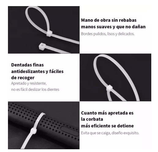 2.5*100MM NEGRA/BLANCA AMARRA PLASTICA 100pcs Bridas Amarra Cables Cremallera Resistentes3