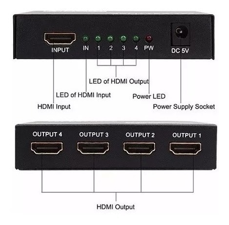 SPLITTER HDMI 1 A 4 , 4K ULHD , 4 SALIDA METAL2