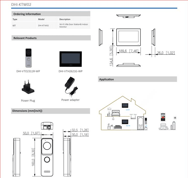 DHI-KTW02 Kit Videoportero IP WIFI Pantalla 7