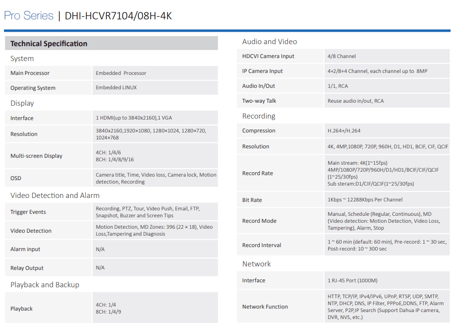 DH-HCVR7104H-4K XVR 4CH 8MP(4K) IP 4+2 H.264+/H.264 MAX 8TB APP:DMSS OFERTA6
