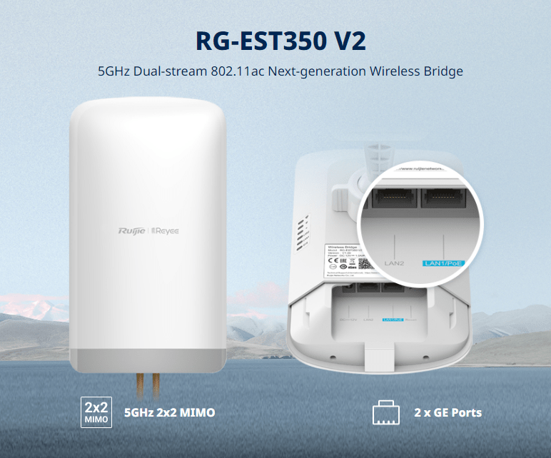RG-EST350V2 ANTENAS PAR 5KM INALAMBRICA 802.11AC DE DOBLE FLUJO DE 5GHz  RUIJIE-Reyee 0