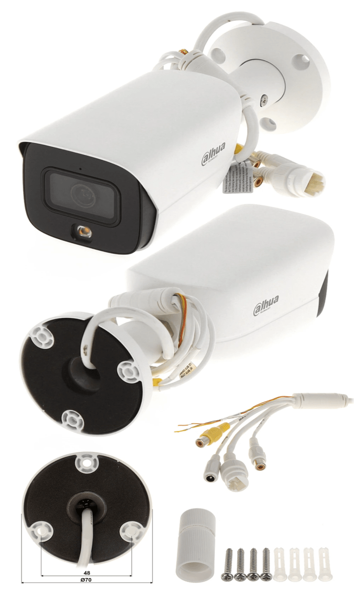 DH-IPC-HFW3449EN-AS-LED-0360B CAMARA BALA IP POE 4MP 3.6MM MIC LUZ CALIDA LED30MT WizSense Metal SALIDA ALARMA2