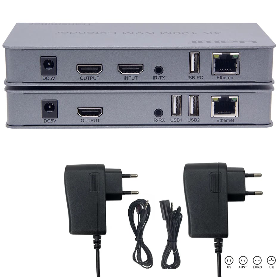 120MT EXTENSOR DE VIDEO A HDMI POR UTP RED CON SALIDA USB 4K(8mp)(60mt 4k/70~120mt 2mp) OFERTA3