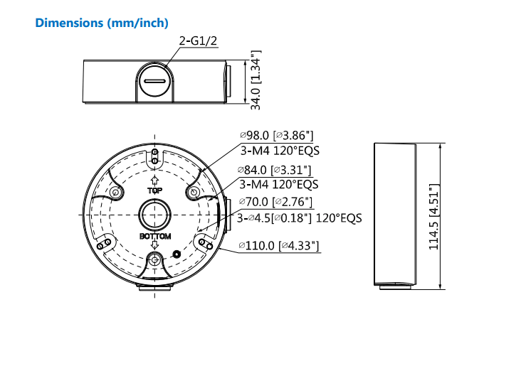 DH-PFA136 SOPORTE BASE BOX CILINDRO 110MMx34MM ALUMINIO MAX 1KG2