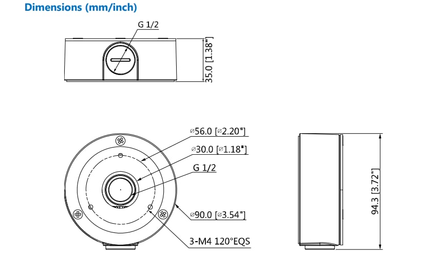 DH-PFA134 SOPORTE BASE CILINDRO IMPERMEABLE SIN COMA ALUMINIO+SECC 90.0MMx35.0MM MAX 1KG2