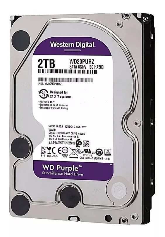 2TB WD DISCO DURO PURPLE  SURVEILLANCE 64MB WD 5400rpm  Sata 3 VIDEOVIGILANCIA Bandeja de Doble Capa 0