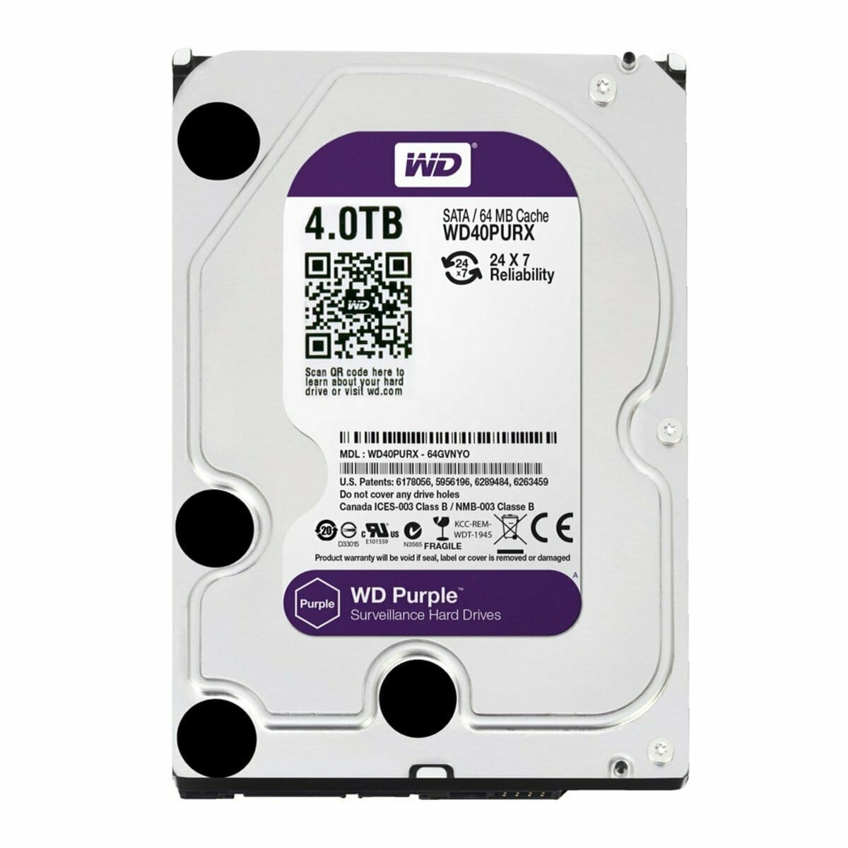 4TB DISCO DURO SATA3 5400RPM 64MB VIDEO VIGILANCIA MARCA:WD PURPLE 0