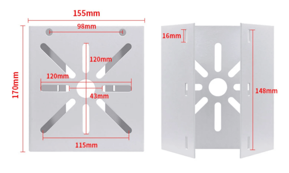SOPORTE DE MONTAJE VERTICAL PARA PTZ/CAMARAS 171*154*54MM 15KG METAL  Con 2 Abrazaderas2