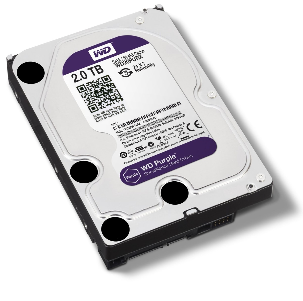 2TB WD DISCO DURO PURPLE  SURVEILLANCE 64MB WD 5400rpm  Sata 3 VIDEOVIGILANCIA Bandeja de Doble Capa4