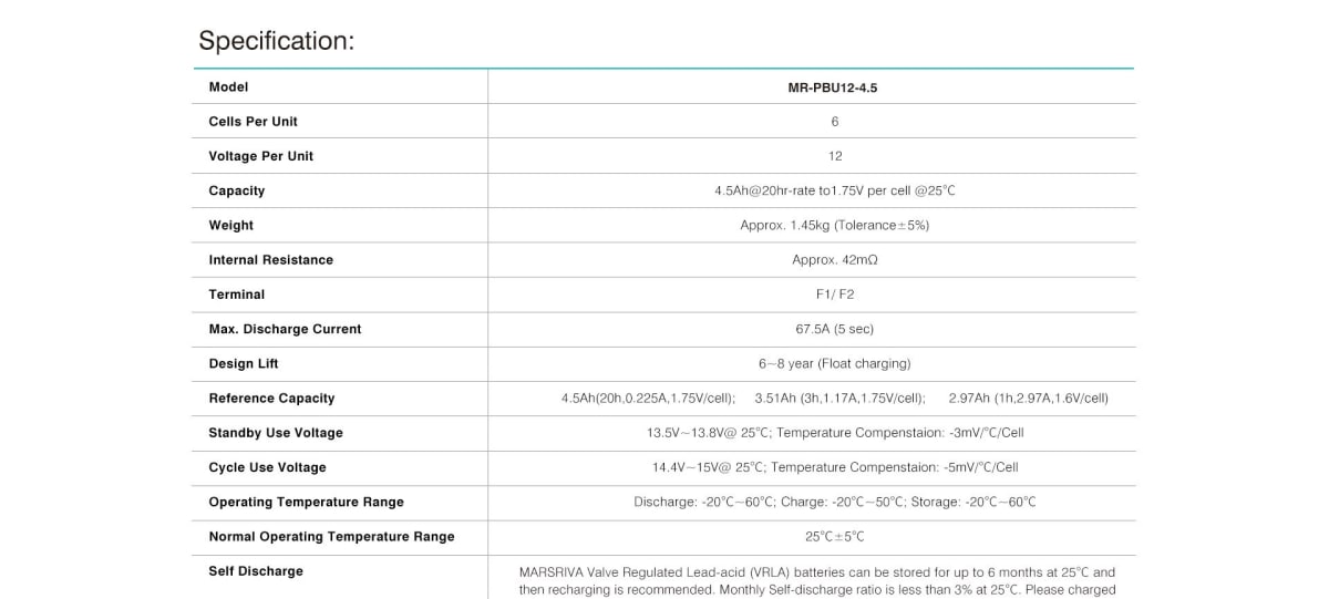 4.5Ah/12V BATERIA de ácido sólido 9*7*10cm2
