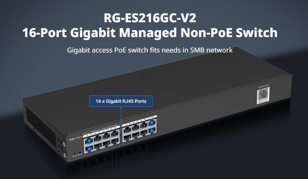 RG-ES216GC-V2 Switch inteligente Nube 16CH Ports RJ45 10/100/1000 Gigabit Base-T Ruijie4