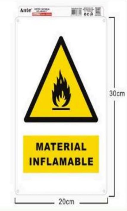SEÑALETICA MATERIAL INFLAMABLE 20*30CM MARCA : ANTE 0
