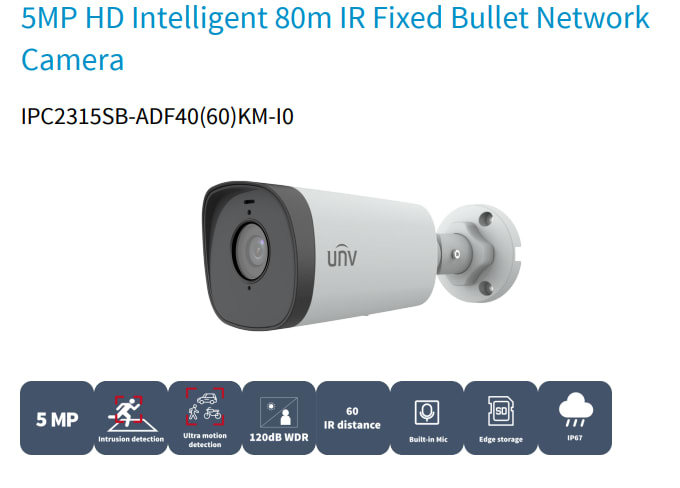 IPC2315SB-ADF60KM-I0 CAMARA BALA IP POE 5MP 6MM IR80MT INTRUSION ONVIF MIC IP67 256GB METAL SALIDA ALARMA AUDIO UÑV 0