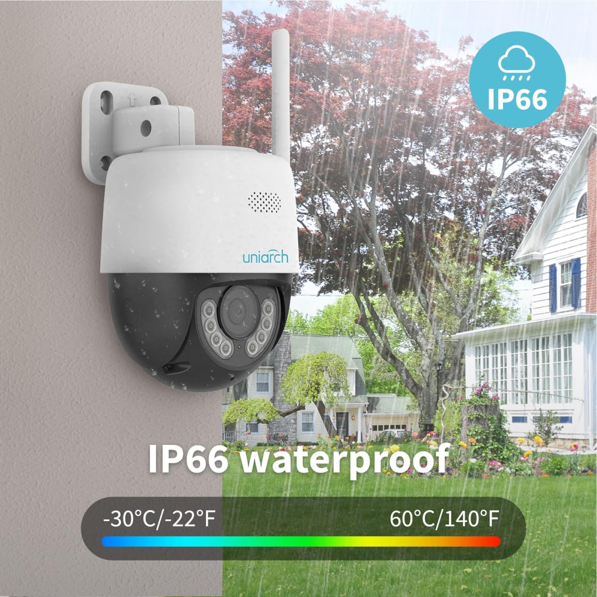 UHO-P1A-M3F4D CAMARA WIFI PT 3MP 4MM INTELIGENTE COLOR IR30MT AUDIO BIDIRECIONAL 512GB IP66 UNIARCH7