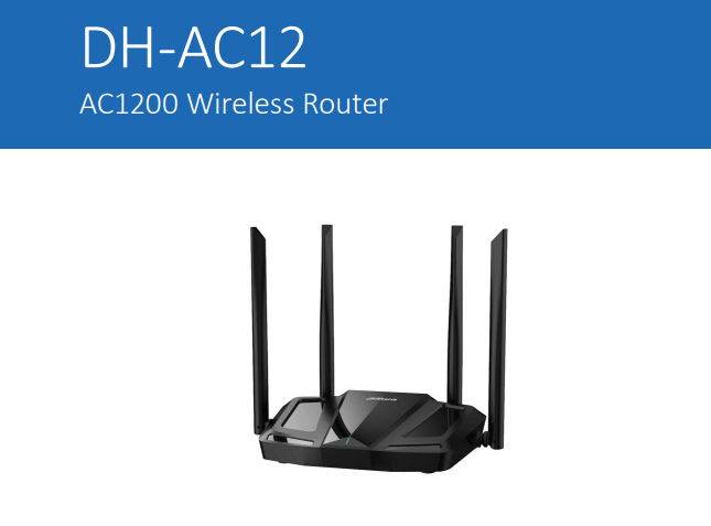 DH-AC12 ROUTER 4CH AC1200 INALÁMBRICO 2.4Ghz+5Ghz 12V-1A Cobertura MAX 15MT DAHUA 0