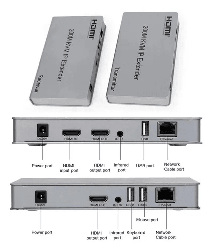 200MT EXTENSOR DE VIDEO A HDMI POR UTP RED CON SALIDA USB 4K(8mp)(60mt 4k/70~200mt 2mp)(200M CON UTP CAT5E/6 COBRE) 0