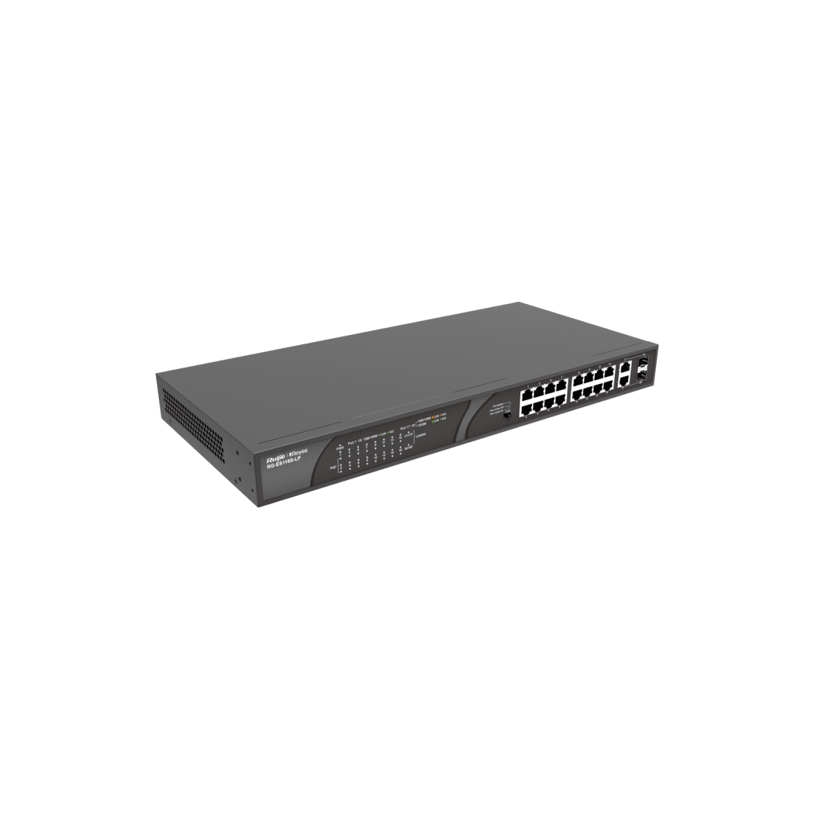 RG-ES118S-LP SWITCH POE 16+2 Puertos 10/100Mbps+1000Mbps*2,100V to 240V AC,2.5A,120W,No administrado RUIJIE-REYEE4