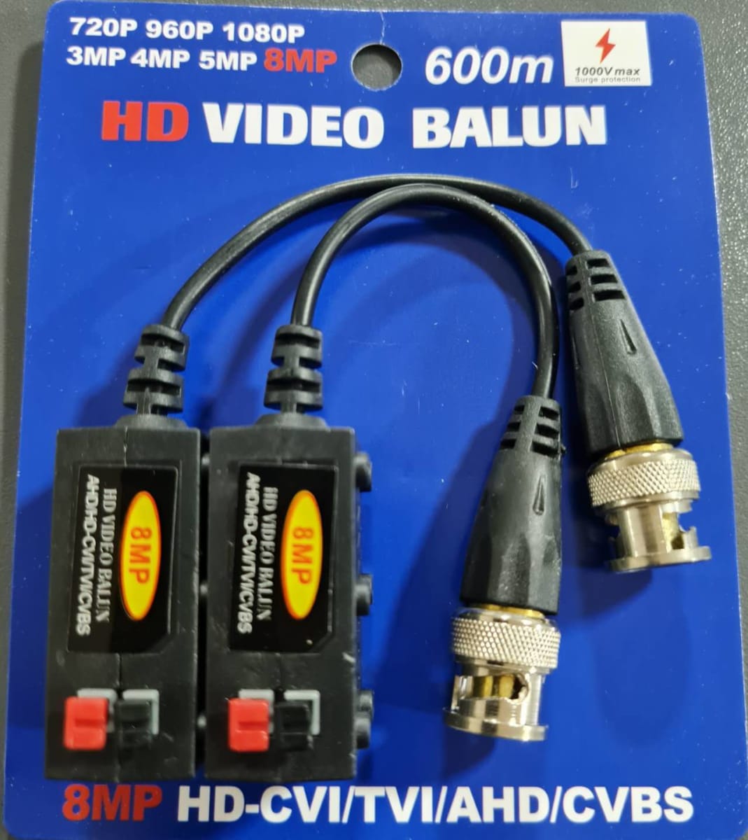 BALUN VIDEO 8MP 4K PRESIÓN PAR HASTA 600MT HDCVI/TVI/AHD/CVBS Marca IAI TECH (Con Botón)3