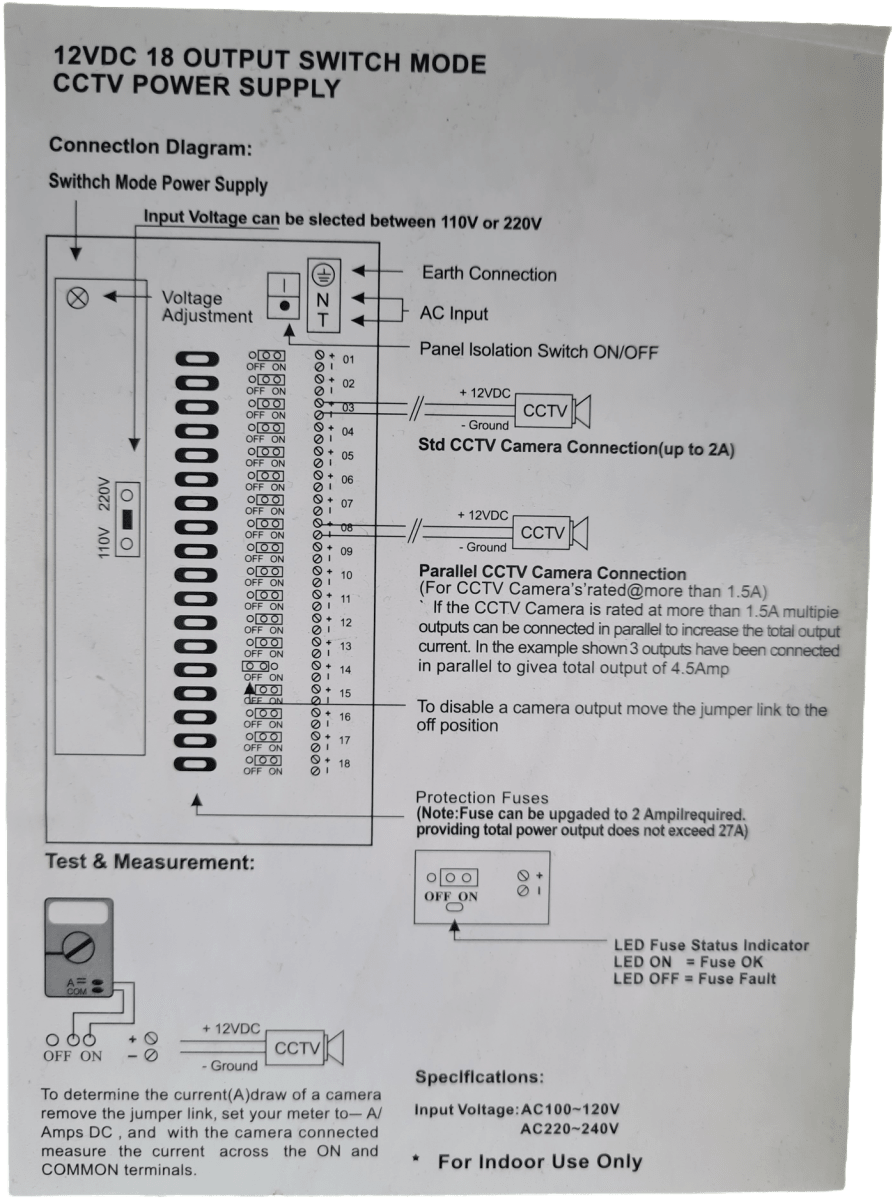FUENTE DE PODER GABINETE 12V 20A 18CH 240W2