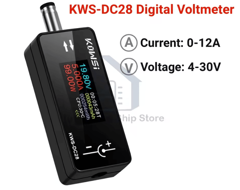 TESTER PROBADOR VOLTIMETRO DIGITAL AMPERÍMETRO,DC 4~30V MAX 12A ,MODELO: KWS-DC282