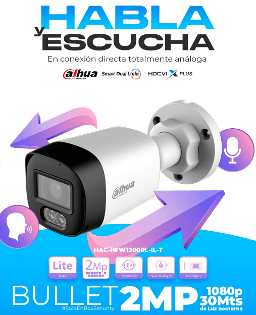 DH-HAC-HFW1200RLN-IL-T-DIP CAMARA BALA 2MP 2.8MM AUDIO BIDIRECCIONAL DUALE INTELIGENTE 30MT IP67 PLASTICA ANALOGA 0
