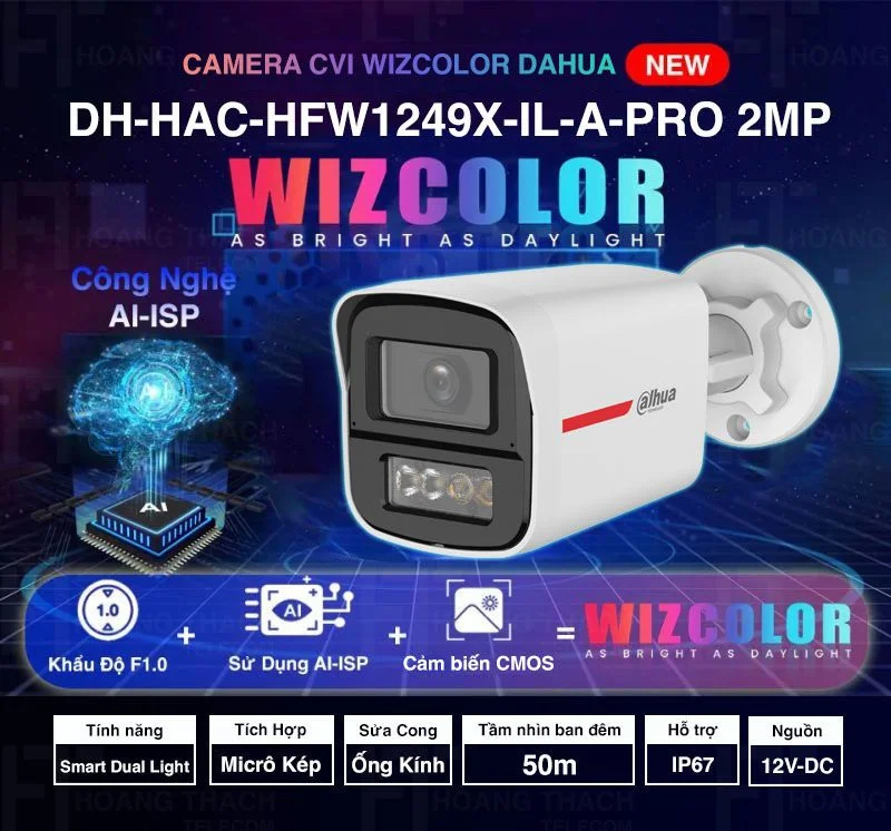 DH-HAC-HFW1249XN-A-PRO-DIP CAMARA BALA 2MP 2.8MM DOBLE MIC WIZCOLOR 50MT IP67 PLASTICA ANALOGA 0
