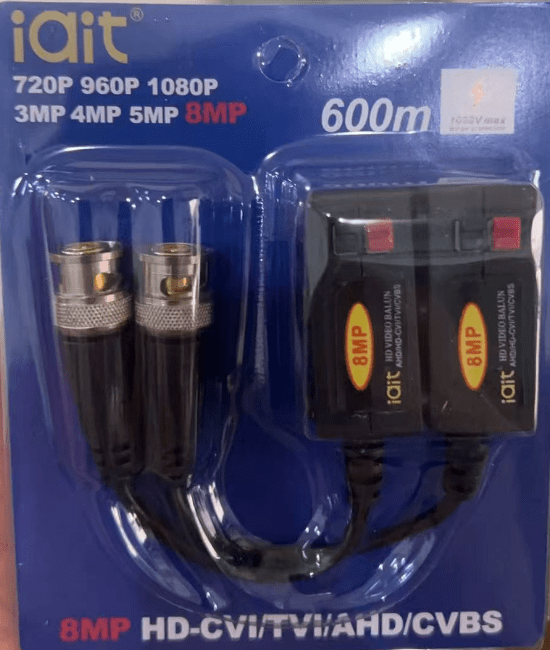 BALUN VIDEO 8MP 4K PRESIÓN PAR HASTA 600MT HDCVI/TVI/AHD/CVBS Marca IAI TECH (Con Botón)2