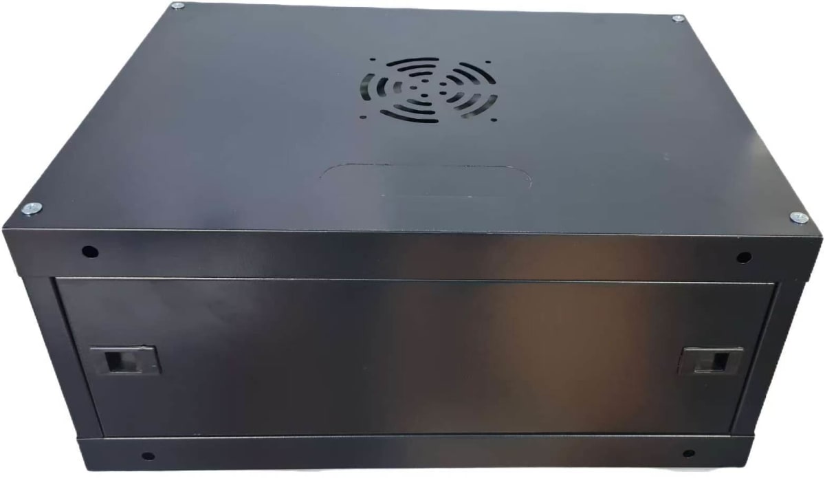 GABINETE RACK 4U FIJO A PARED CON BANDEJA METAL ACCESORIO4