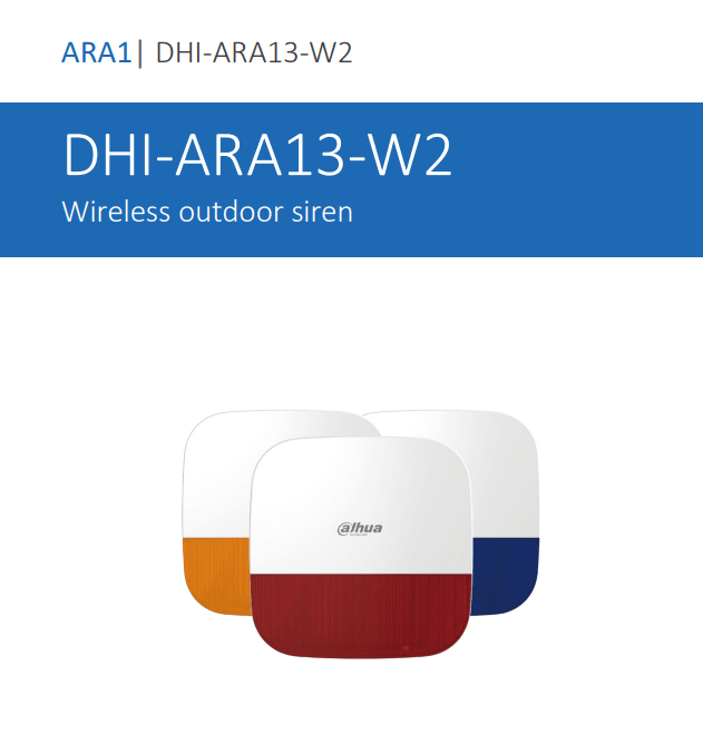 DHI-ARA13-W2 SIRENA EXTERIOR INALÁMBRICA 110 dB IP65 PC + ABS PILA+12V 0