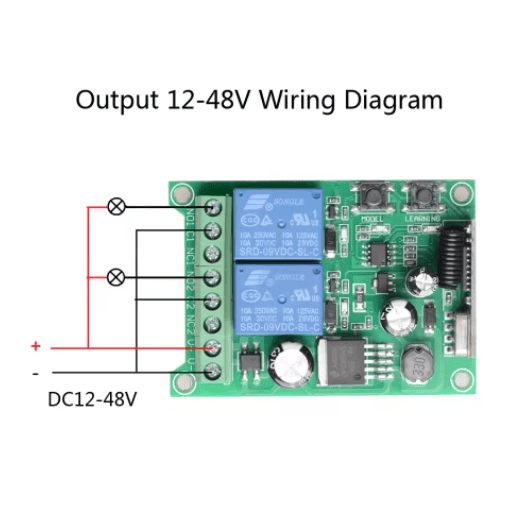 Interruptor de Control remoto inalámbrico,433Mhz,12V,2 canal, Modulo Receptor de Rele, 2 Controles.4