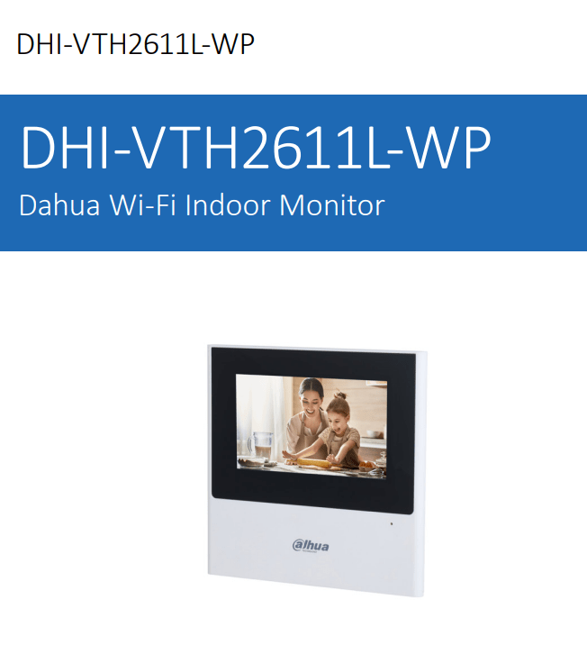 DHI-VTH2611L-WP MONITOR 4.3 PUGADA INTERIOR TOUCH WIFI IP POE COLOR:BLANCO DAHUA 0