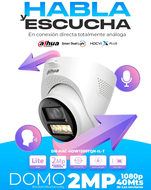DH-HAC-HDW1200TQN-IL-T-DIP CAMARA DOMO 2MP 2.8MM AUDIO BIDIRECCIONAL DUALES INTELIGENTE 40MT IP67 PLASTICA ANALOGA 0