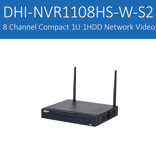 DHI-NVR1108HS-W-S2 NVR WIFI 8CH SIN POE 6MP H.265 1HDD One-click IPCs ONVIF MAX 16TB DAHUA 0