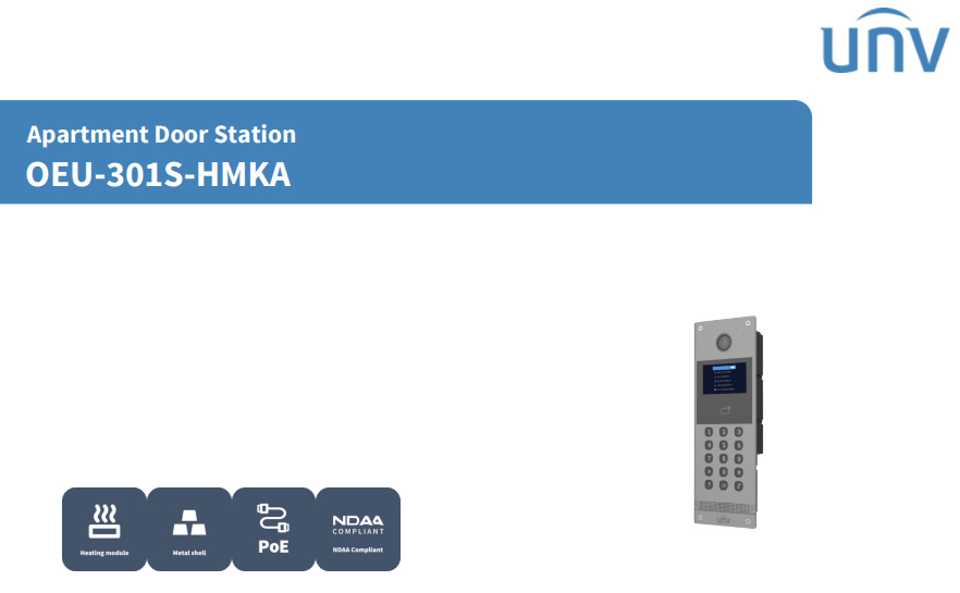 OEU-301S-HMKA VIDEO PORTERO/CITOFONO POE DEPATAMENTO MONITOR 3.97 Pulgada 15 BOTONES 13.56Mhz METAL IP65 UÑV4