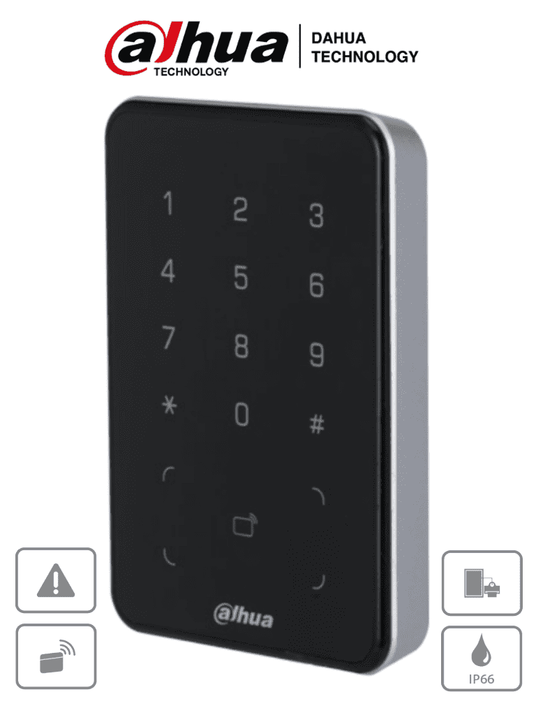 DHI-ASR2101A CONTROL DE ACCESO CON LECTOR DE TARJETA Y PIN TECLADO,RS485 Y Wiegand,IP66,12V 0.5A. 0