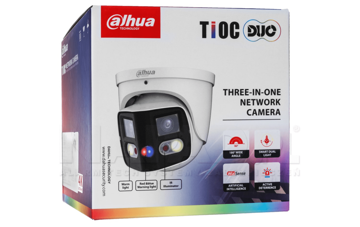 DH-IPC-PDW3849P-A180-E2-AS-PV CAMARA DOMO IP POE 2x4MP 2.8MM TiOC Doble Lentes ALARMA WizSense METAL MAX512GB3