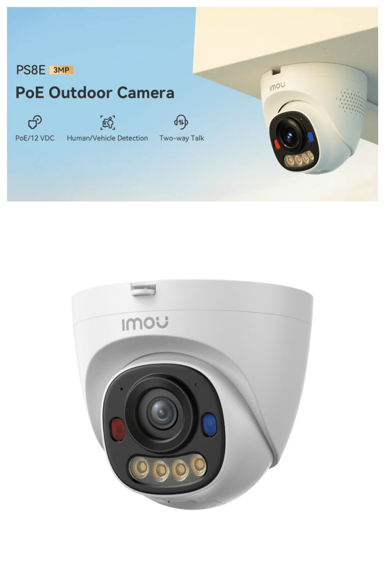 IPC-PS8EN-3V0 CAMARA DOMO IP POE 3MP 2.8MM MIC BIDIRECIONAL FULLCOLOR AI ADVERTIR,512GB PLASTIC IMOU2
