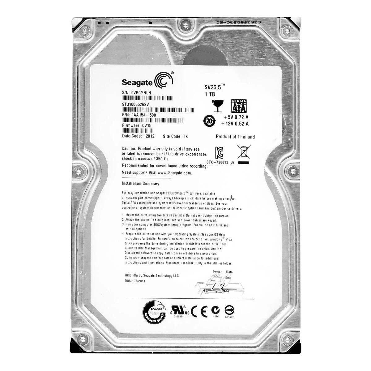 1TB RENOVAR SEAGATE REACONDICIONADO DISCO DURO 7200RPM  32MB 3.5