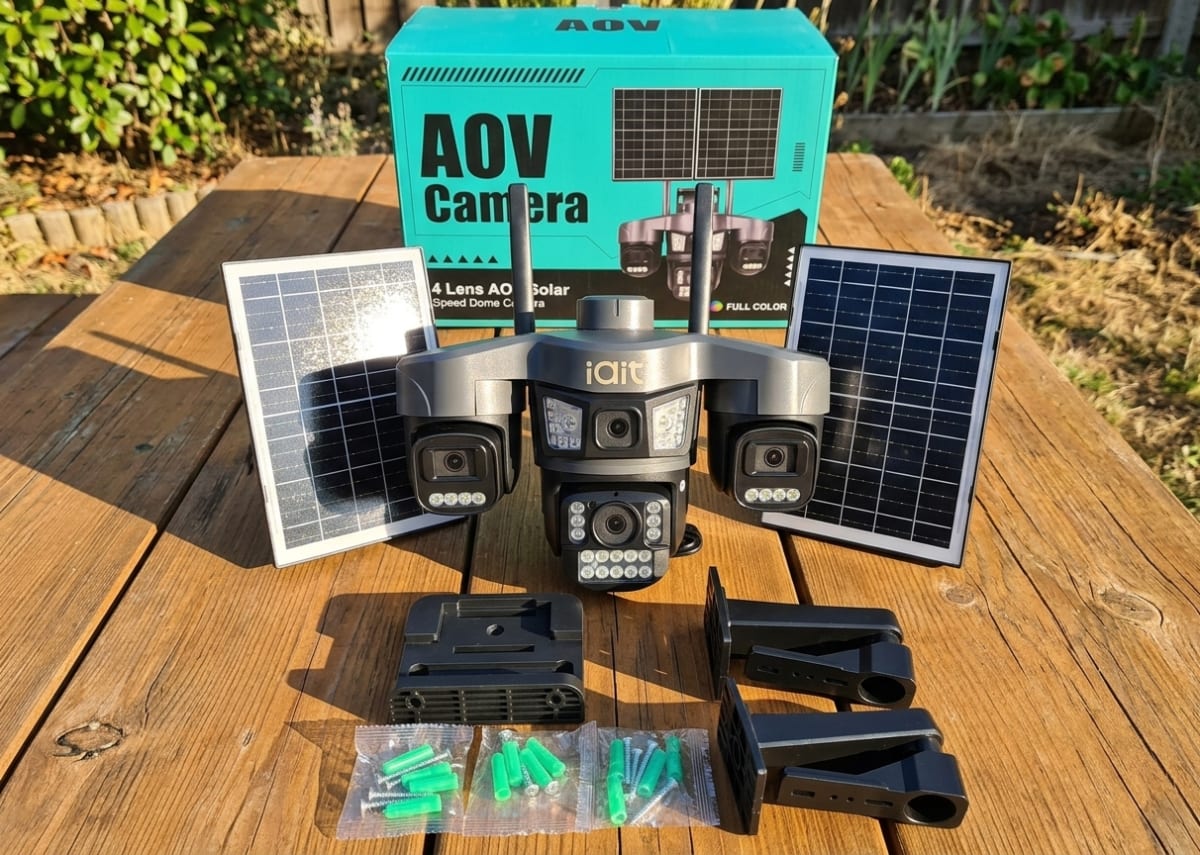 CAMARA PT 4G AOV 4x3MP 4MM 4G PANEL Solar 18W 16000mAh Color e-SIM y SIM Alarm AUDIO BIDIRECCIONAL 71X4Q-M6-WG IAITECH ULTRA2