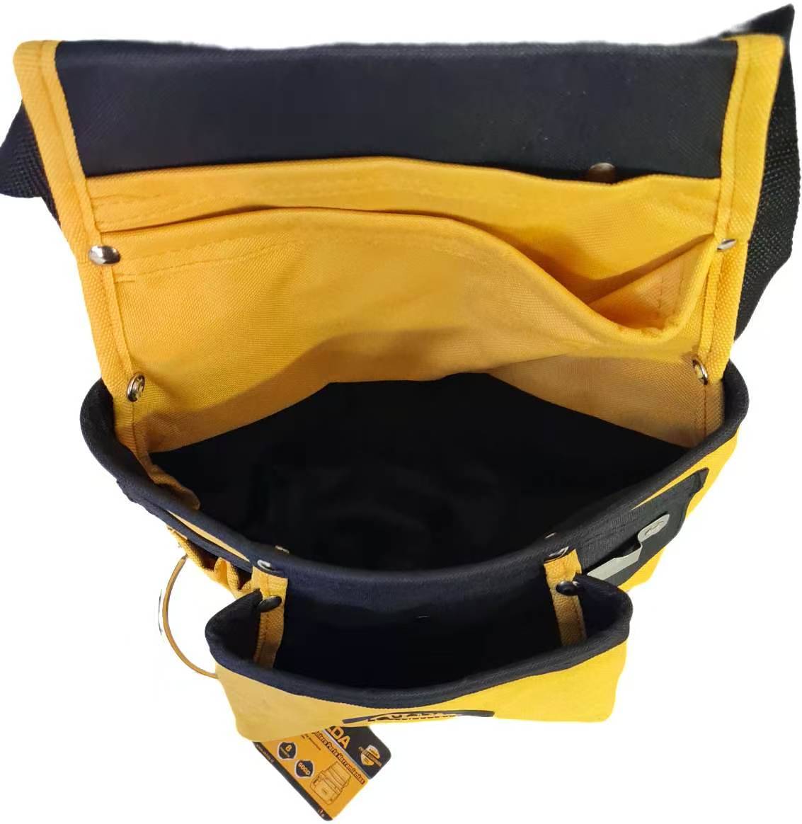 BOLSA NYLON A0725-01 PARA HERRAMIENTAS AMARILLA Y NEGRA  8 POCKETS TAMAÑO: 27.5*33*1.5CM  AKILDA3