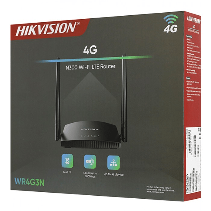 DS-3WR4G3N Router 4G LTE SIM 300Mbps 2.4Ghz Wi-Fi Dobles Antenas 2CH 10/100Mbps 9V WEB HIKVISION 0