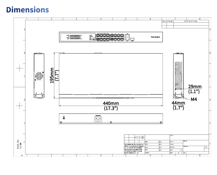 NSW2020-16T1GT1GC-POE-IN Switch POE 250W 18CH 16POE 10~100Mbps+2 Uplink 1000Mbps 802.3at/af UÑV4