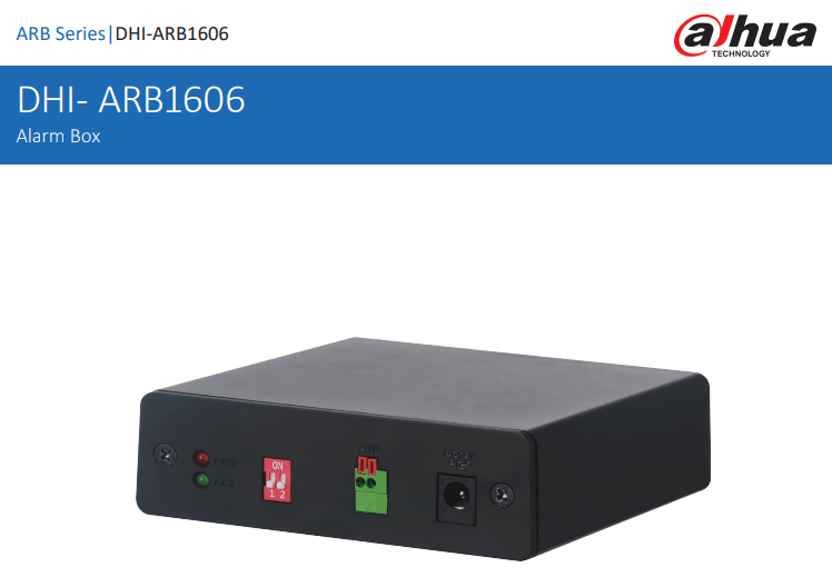 DHI-ARB1606 Alarma Box entre el dispositivo XVR/NVR y la caja de alarma:Entrada 16ch y salidas 6ch. 0